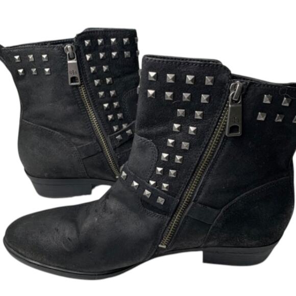 Lauren Ralph Lauren Boots Womens Black Leather Shaelynn Studded Moto Ankle 9.5B - Picture 2 of 7